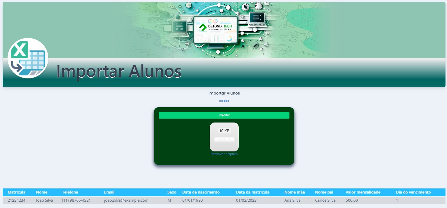 Importação de Alunos